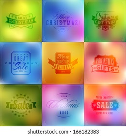 vintage frame coupon design elements logo set of typographic new year and xmas holiday selling mark elements frames classical stamp and boundary on defocus glass scene vintage frame coupon design elem