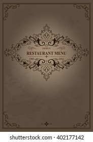 Vintage Frame cover. Elegant Classic elements for Design. Old background.Template for Restaurant Menu.