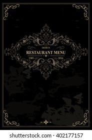 Vintage Frame cover. Elegant Classic elements for Design. Old background.Template for Restaurant Menu.
