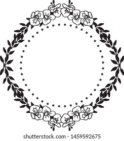 Vintage frame with crowd flowers and leaves, isolated on a white backdrop, for greeting card, invitation card. Vector