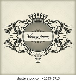 Vintage frame with crown