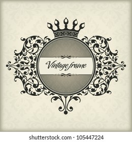 Vintage frame with crown