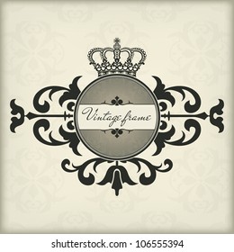 Vintage frame with crown