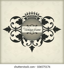 Vintage frame with crown