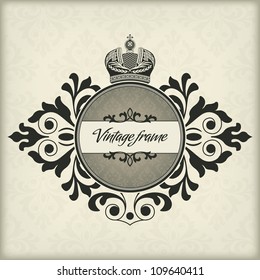 Vintage frame with crown