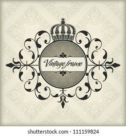 Vintage frame with crown
