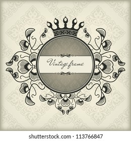Vintage frame with crown