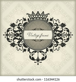 Vintage frame with crown