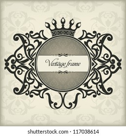 Vintage frame with crown