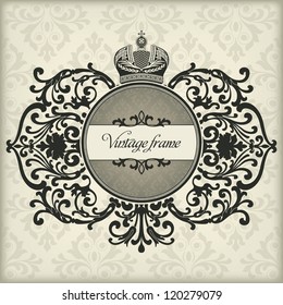 Vintage frame with crown