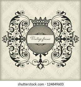 Vintage frame with crown