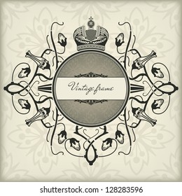 Vintage frame with crown