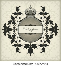Vintage frame with crown