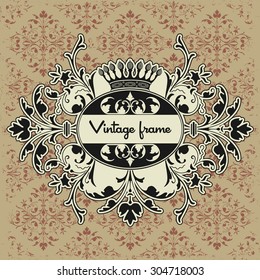 Vintage frame with crown