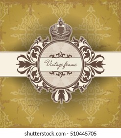 Vintage frame with crown