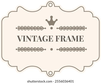 Vintage frame with crown and laurel branches creates a sense of royalty, elegance, and sophistication, perfect for adding a touch of classic charm to designs