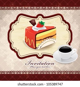 Vintage frame with cupcake & coffee template