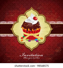 Vintage frame with cupcake template (18)