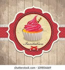 Vintage frame with cupcake template