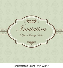Vintage frame with damask background
