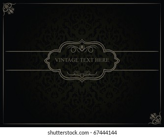 Vintage frame with damask background. Damask background included as seamless swatch