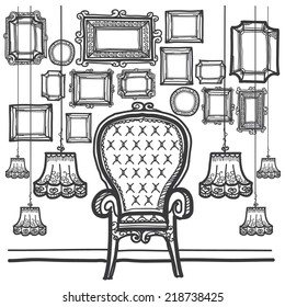 Vintage Frame Decorate Black Drawn