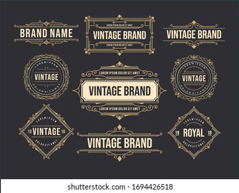 vintage frame decoration old label set design template