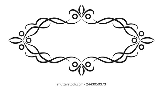 Vintage frame. Decorative element for design in Eastern style, place for text. Floral black border. Lace illustration for invitations and greeting cards. Vector illustration.