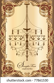 vintage frame design with chandelier, vector