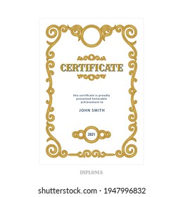 Vintage frame with design elements. Hand drawn retro style diploma and certificate luxury vector template. Part of set. 