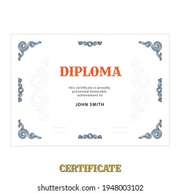 Vintage frame with design elements. Hand drawn retro style diploma and certificate luxury vector template. Part of set. 