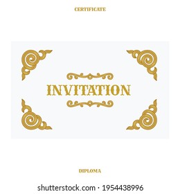 Vintage frame with design elements. Hand drawn retro style invitation luxury vector template. Part of set. 