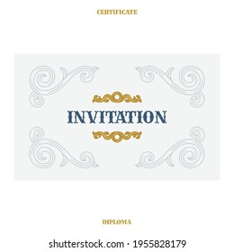 Vintage frame with design elements. Hand drawn retro style invitation luxury vector template. Part of set. 