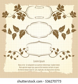 Vintage frame design with floral branches vector illustration