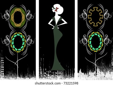 vintage frame design with girl
