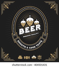 Vintage frame design for labels, banner, sticker and other design. Suitable for whiskey, beer and premium product. All type use free font.