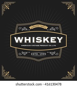 Vintage frame design for labels, banner, logo, emblem, menu, sticker and other design. Suitable for whiskey, beer, coffee shop, hotel, resort and premium product. All type use free font.
