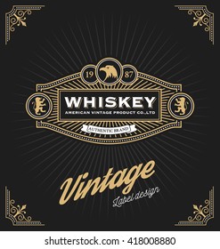 Vintage frame design for labels, banner, logo, emblem, menu, sticker and other design. Suitable for whiskey, beer, coffee shop, hotel, resort, jewelry and premium product. All type use free font.