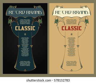 Vintage frame design for labels, banner, sticker and other design. Suitable for whiskey, beer and premium product. Vector illustration