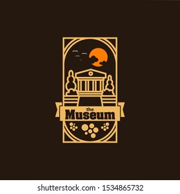 vintage frame design of a museum building, old vintage, retro, classic - vector