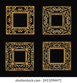 Vintage frame design. old style line art for wedding invitation, label line greeting card