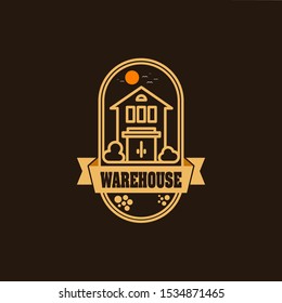 vintage frame design of warehouse buildings, old vintage, retro, classic - vector
