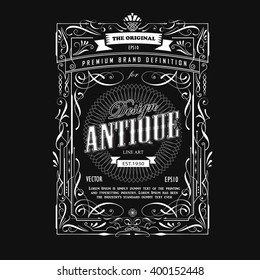 Vintage frame design western label antique border blackboard typography vector