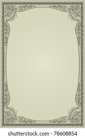 Vintage frame or diploma on damask background.