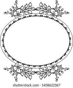Vintage frame, with drawing elegant flower and leaf, invitation card. Vector