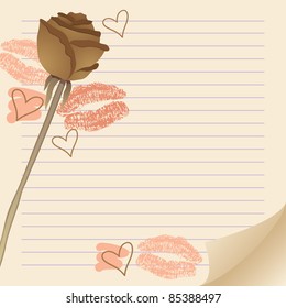 vintage frame with dried rose and kisses
