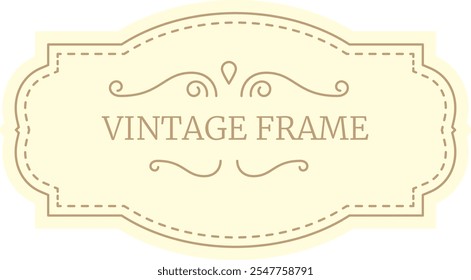 Vintage frame with elegant ornaments adding a touch of classic style, perfect for invitations, labels, or scrapbooking projects, featuring a cream background and swirling flourishes