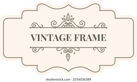 Vintage frame with elegant ornaments, creating a sophisticated and retro design, perfect for adding a touch of classic style to invitations, labels, or any project