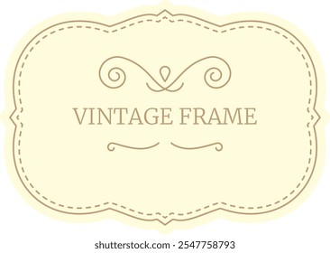 Vintage frame with elegant swirls and a decorative border creates a sophisticated design element on a pastel yellow backdrop, evoking a sense of classic charm and timeless style