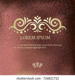 Vintage Frame, elegant vignette, wedding invitation, cover etc. Grunge burgundy / marsala background.